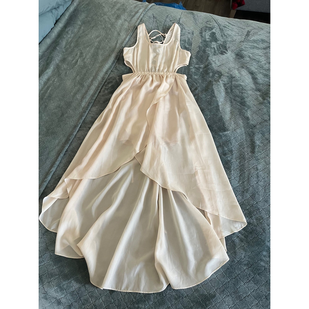Lush Blush Pink High Low Maxi Dress‎ Lace Up Back Cutout Sleeveless Medium